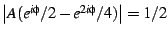 $\left\vert A(e^{i\phi}/2-e^{2i\phi}/4)\right\vert=1/2$